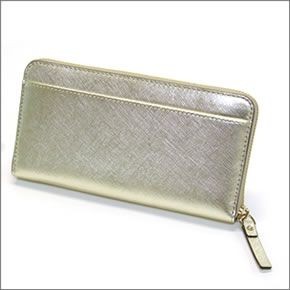 ケイトスペード CEDAR STREET Lacey ラウンドファスナー長財布 サフィアーノレザー  PWRU4065 711 Gold