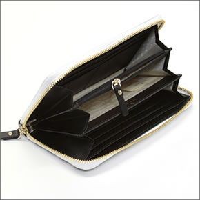 ケイトスペード FAIRMOUNT SQUARE Lacey ボーダー柄 ラウンドファスナー長財布 ≪2015SS≫ PWRU4235 079 Black/Sandy Beach