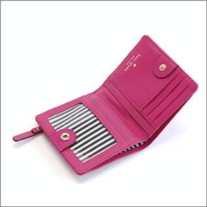 ケイトスペード COBBLE HILL Small Stacy 二つ折りミニ財布 （札・小銭・定期・カード入れ付） ソフトペプルドレザー ≪2015SS≫ PWRU3310 655 Deep Pink