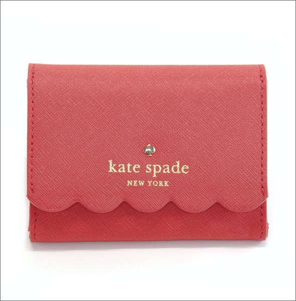 ケイトスペード Lily Avenue Darla スカラップデザイン キーリング付 マルチケース（小銭・定期・カード入れ付） サフィアーノレザー ≪2015SS≫ PWRU4270 683 Geranium/Bright Geranium