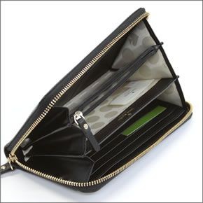 ケイトスペード CEDAR STREET Dot Lacey PWRU3913 096 Deco Beige/Black ドット柄 ラウンドファスナー長財布 型押しレザー ≪2015SS≫