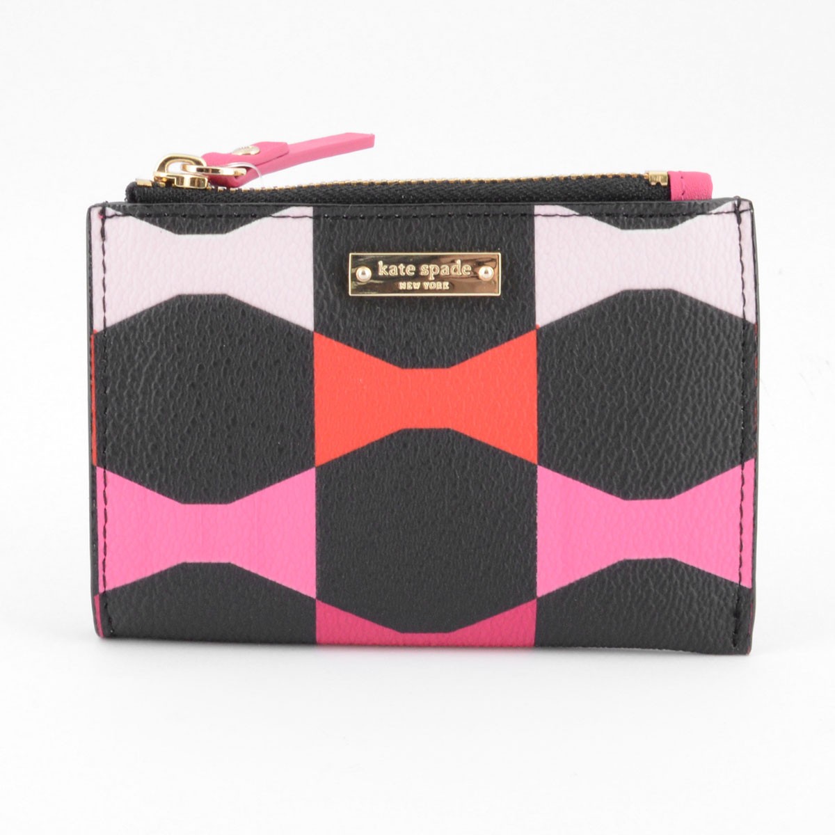 ケイトスペード Kate Spade PWRU4251 006 Black/Multi Bow Tile Cori リボン柄 キーリング付 コインケース