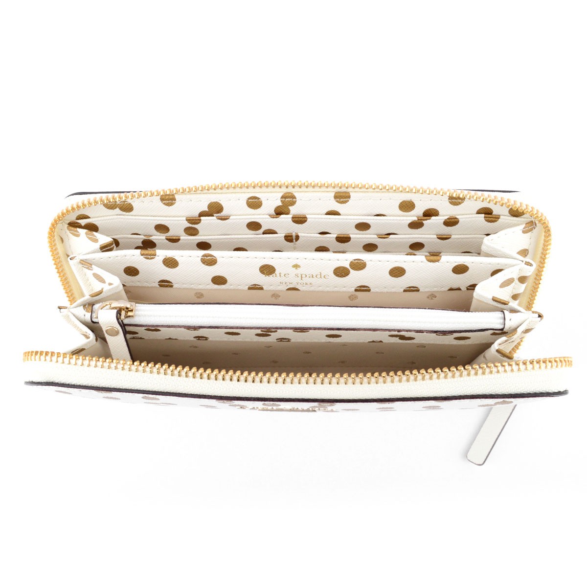 ケイトスペード Kate Spade PWRU4730 288 Bridal Cream Cedar Street Confetti Dot Lacey ドット柄 ラウンドファスナー長財布