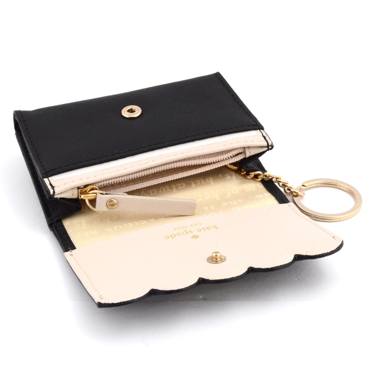ケイトスペード Kate Spade PWRU4270 047 Black/Pebble Lily Avenue Darla スカラップデザイン キーリング付 マルチケース 小銭・定期・カード入れ付