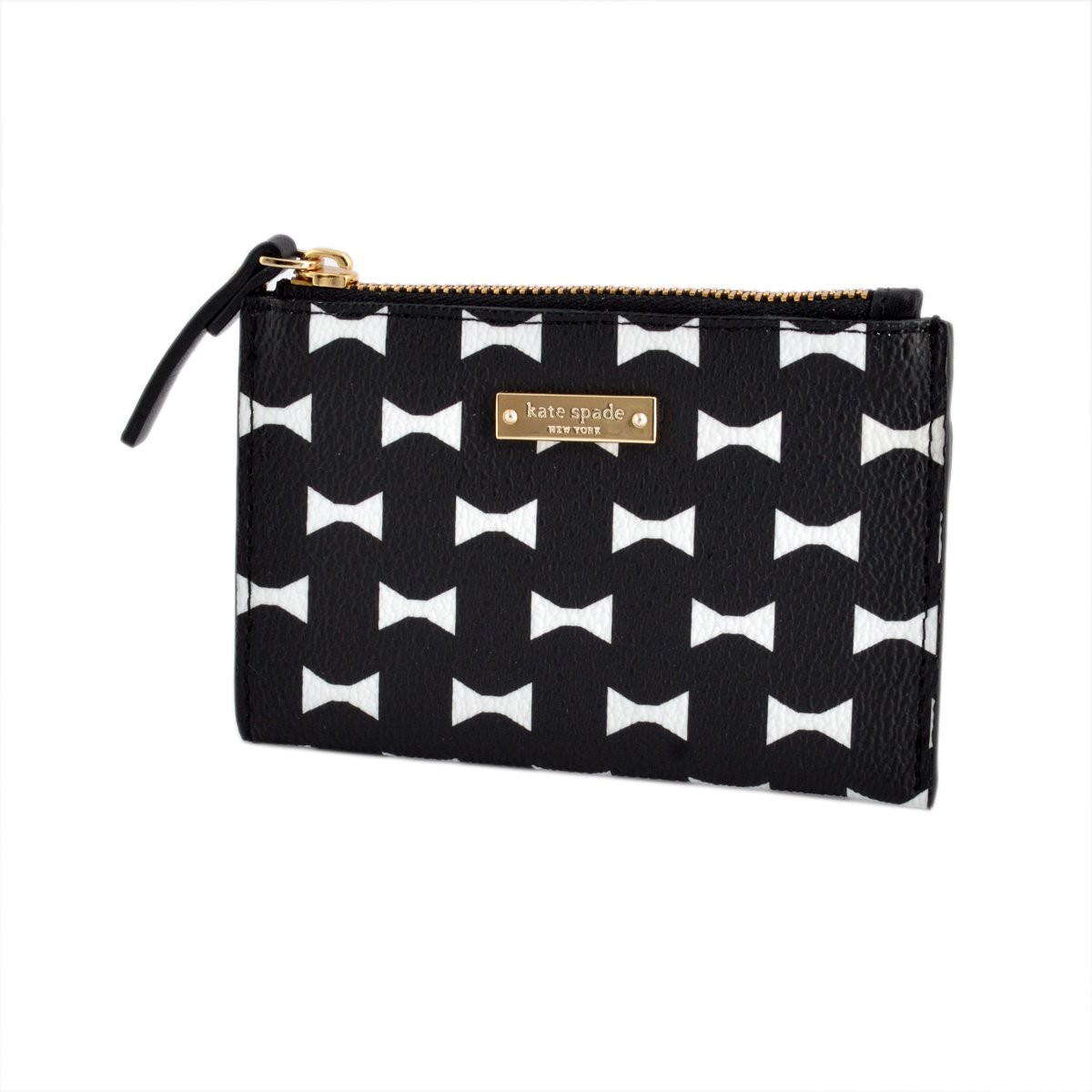 ケイトスペード Kate Spade PWRU4762 017 Black/Cream リボンプリント  キーリング付コインケース Bow Tile Cori