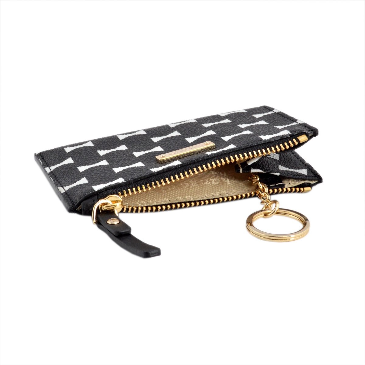 ケイトスペード Kate Spade PWRU4762 017 Black/Cream リボンプリント  キーリング付コインケース Bow Tile Cori