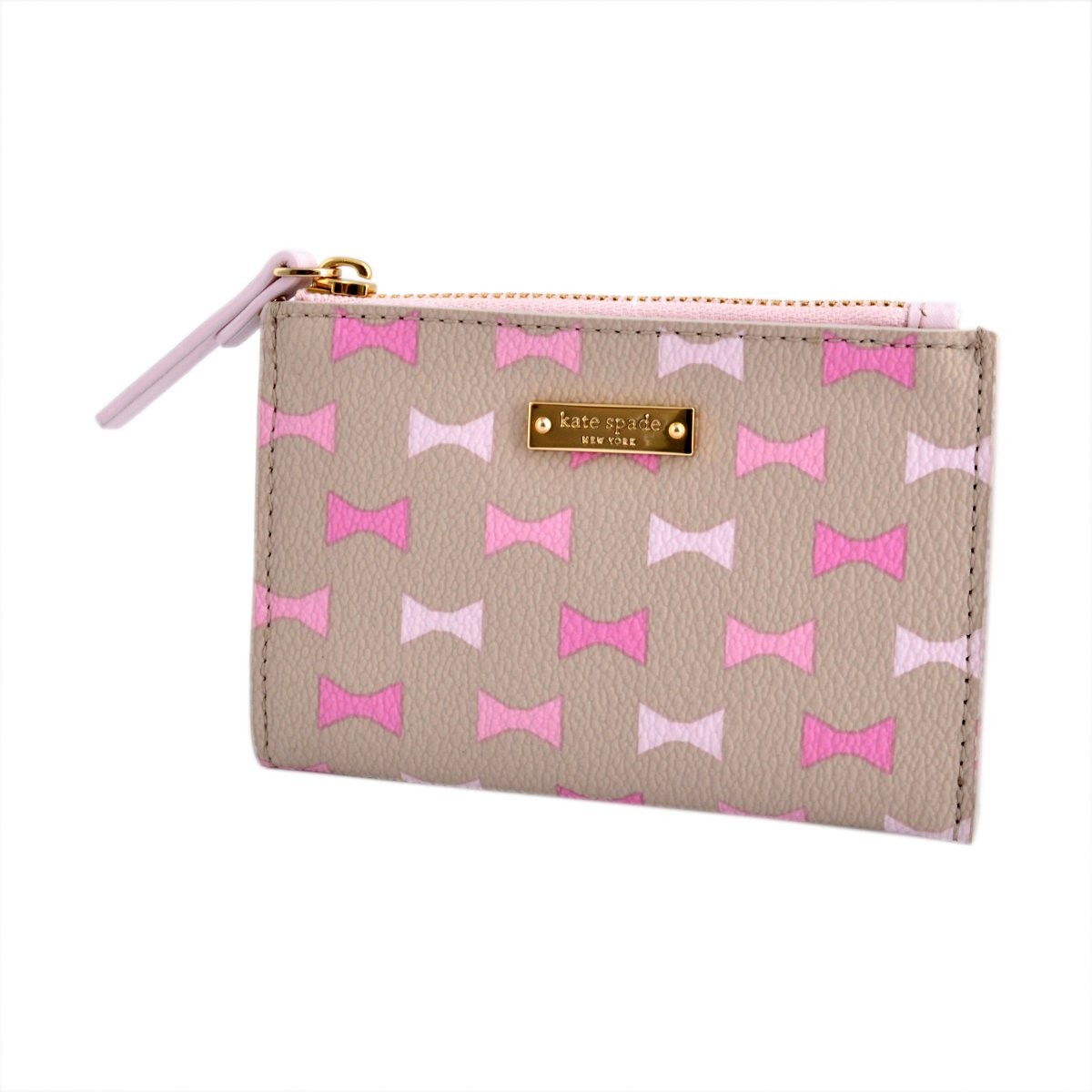 ケイトスペード Kate Spade PWRU4762 929 Crisp Linen/Carousel Pink リボンプリント  キーリング付コインケース Bow Tile Cori