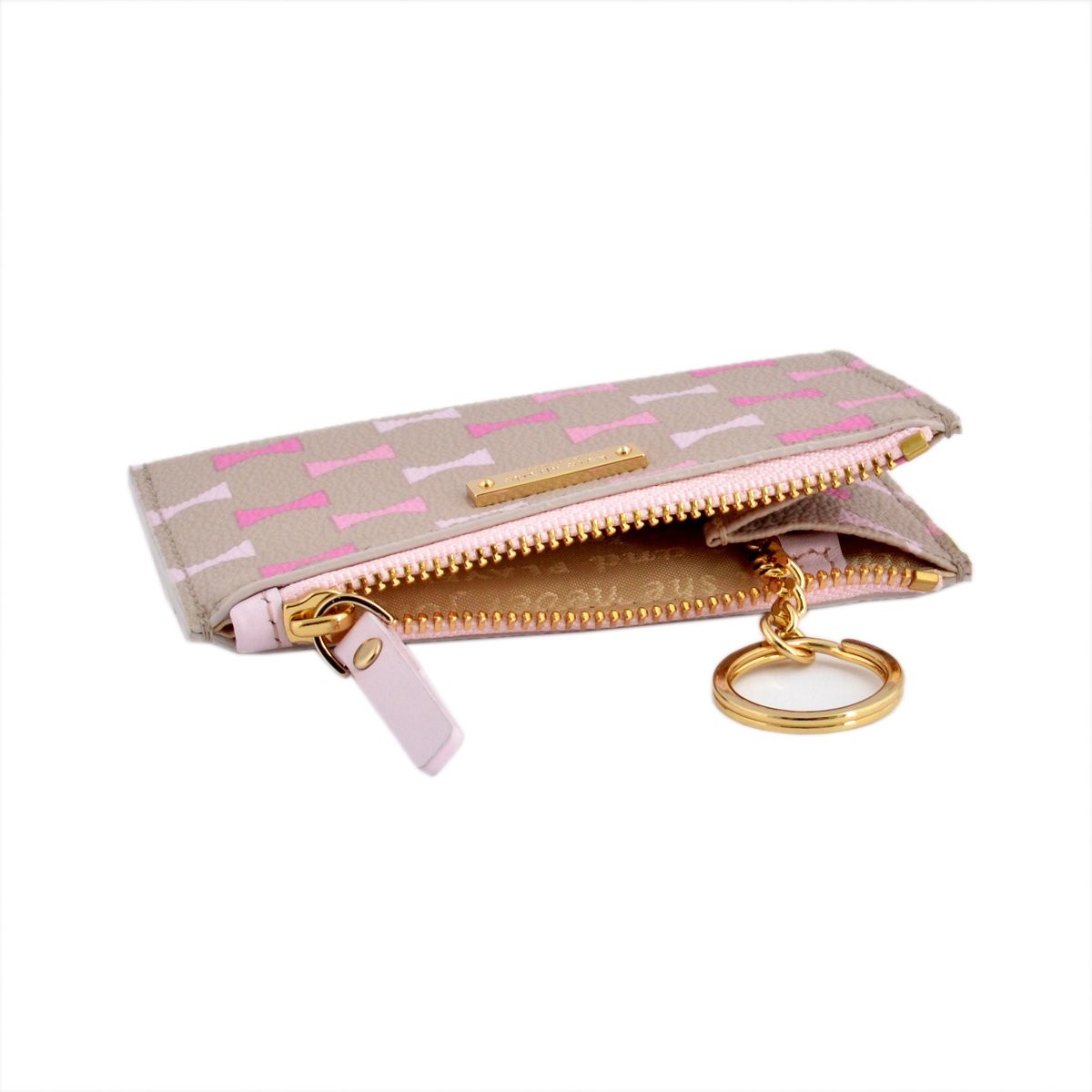 ケイトスペード Kate Spade PWRU4762 929 Crisp Linen/Carousel Pink リボンプリント  キーリング付コインケース Bow Tile Cori
