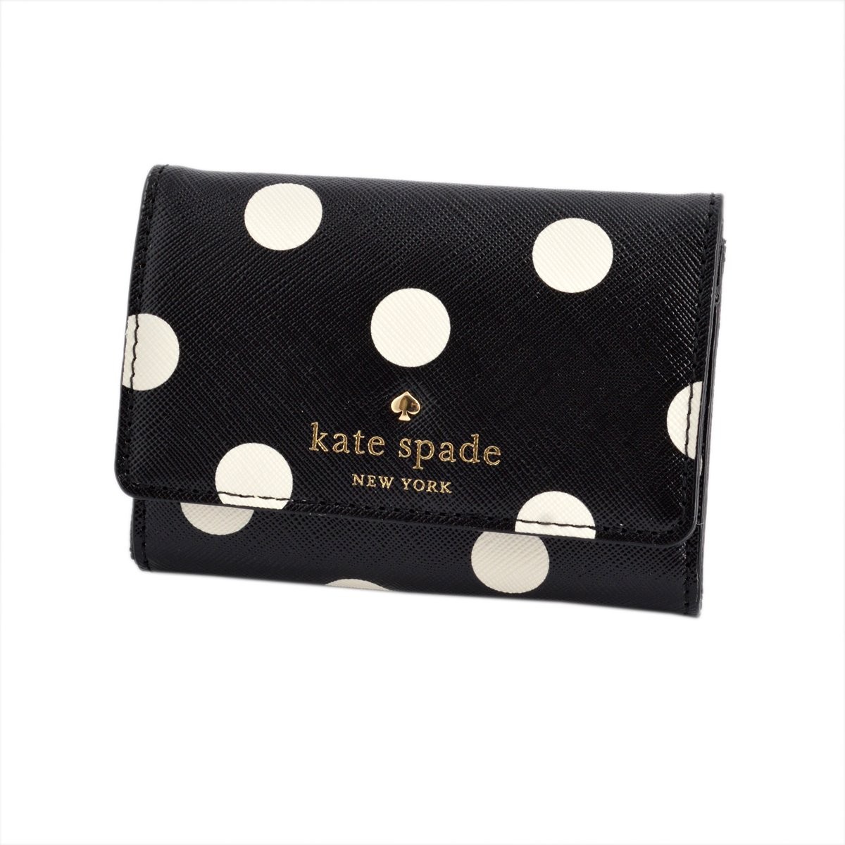 ケイトスペード Kate Spade PWRU4801 071 Black/Clotted Cream ドット柄 キーリング付 マルチケース 小銭・定期・カード入れ付 Cedar Street Dot Darla