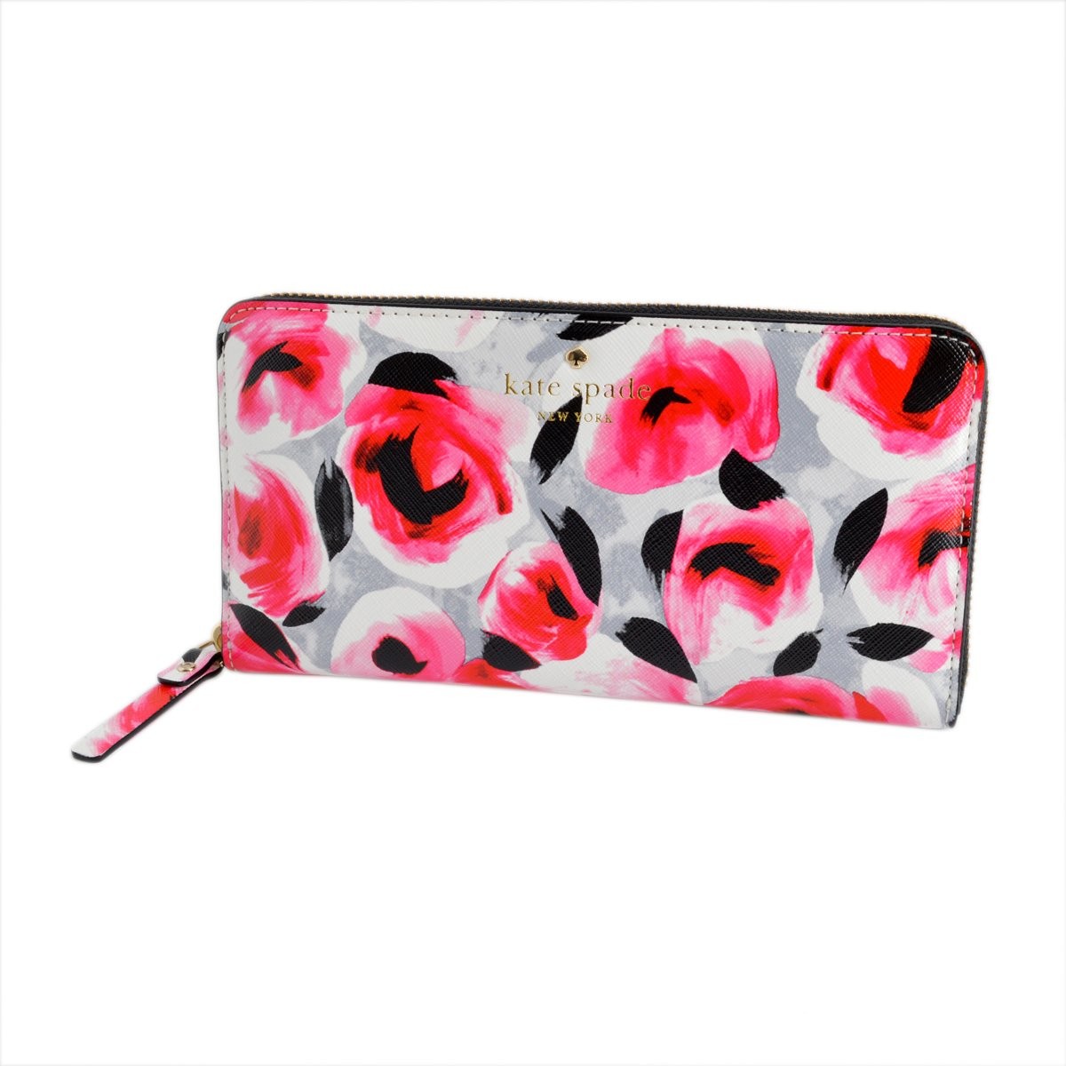 ケイトスペード Kate Spade PWRU4816 629 Posy Red Multi ローズプリント ラウンドファスナー長財布 Cedar Street Rose Lacey