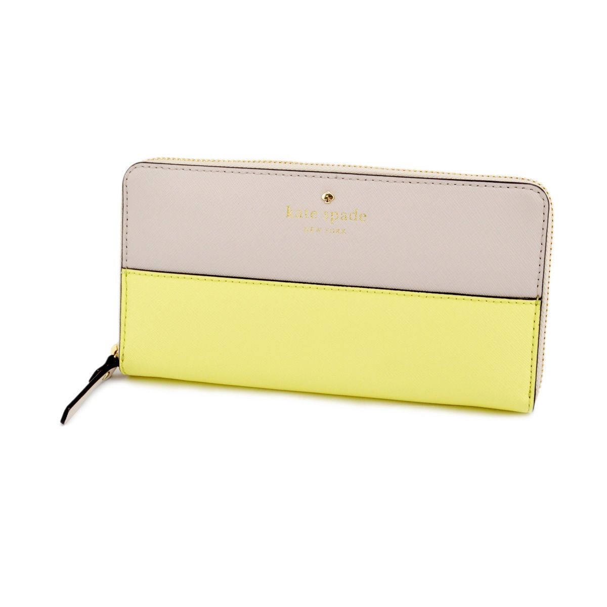 ケイトスペード Kate Spade PWRU3898 775 Crisp Linen/Lemonade バイカラー ラウンドファスナー長財布 Cedar Street Lacey