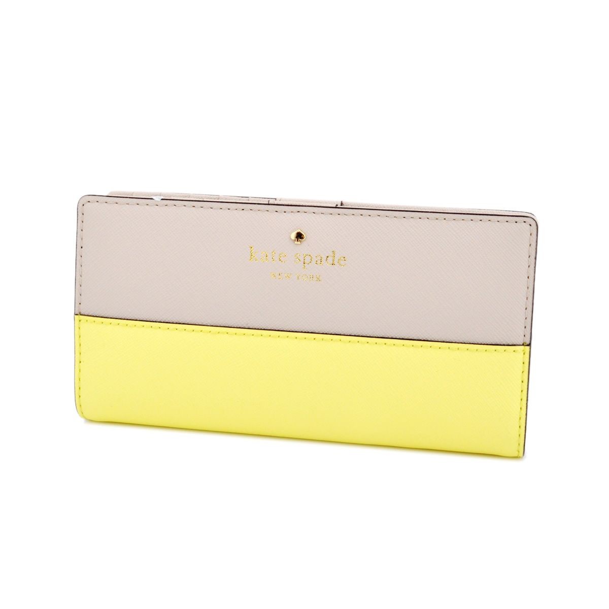 ケイトスペード Kate Spade PWRU3905 775 Crisp Linen/Lemonade バイカラー 背面ファスナー小銭入れ&定期入れ付 二つ折り長財布 Cedar Street Stacy