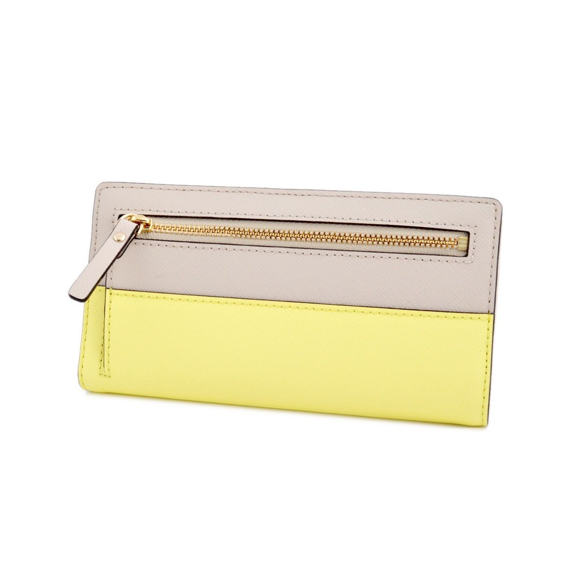 ケイトスペード Kate Spade PWRU3905 775 Crisp Linen/Lemonade バイカラー 背面ファスナー小銭入れ&定期入れ付 二つ折り長財布 Cedar Street Stacy