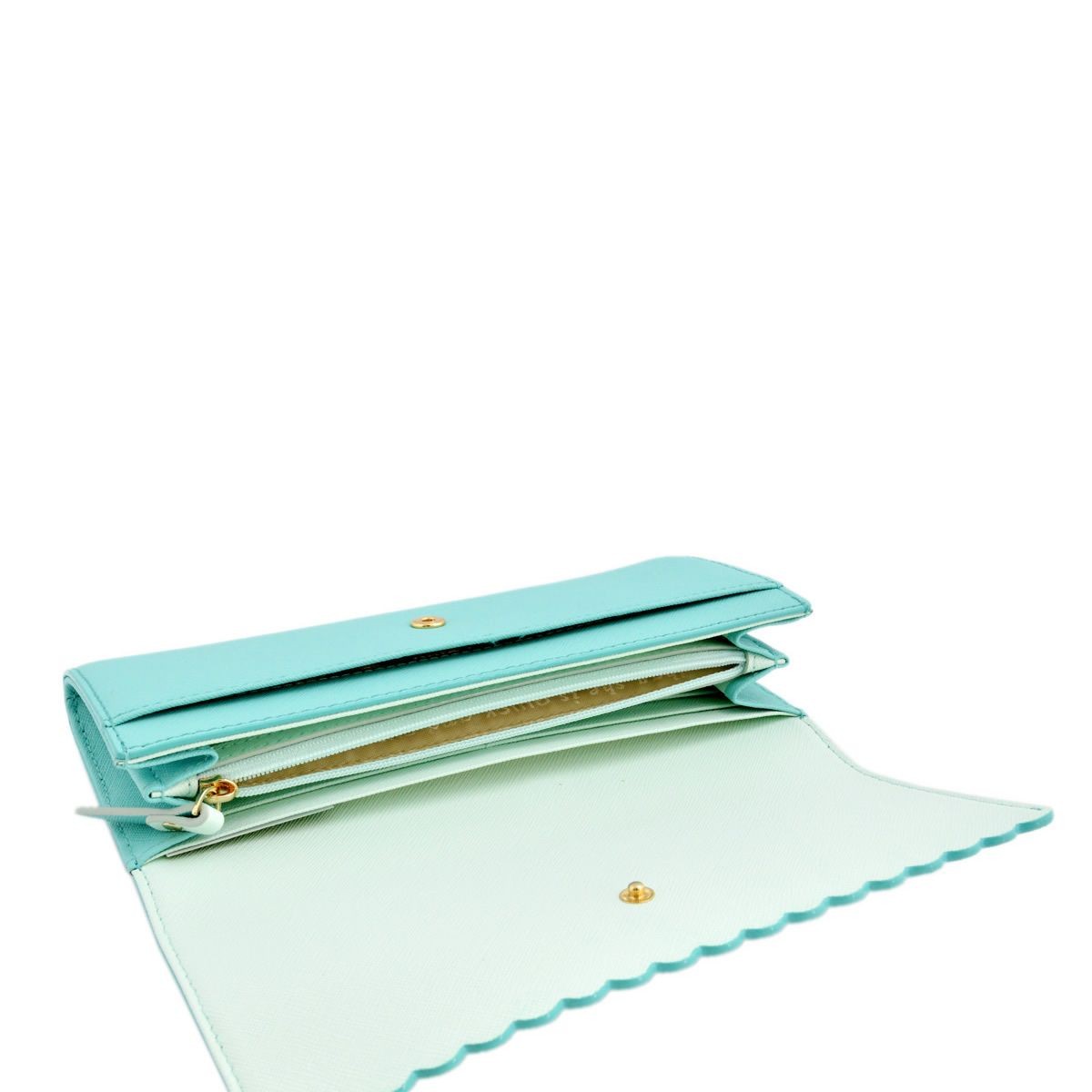 ケイトスペード Kate Spade PWRU4772 388 Soft Aqua/Mint Splash スカラップデザイン 内外バイカラー 二つ折り長財布 Cape Drive Cindy