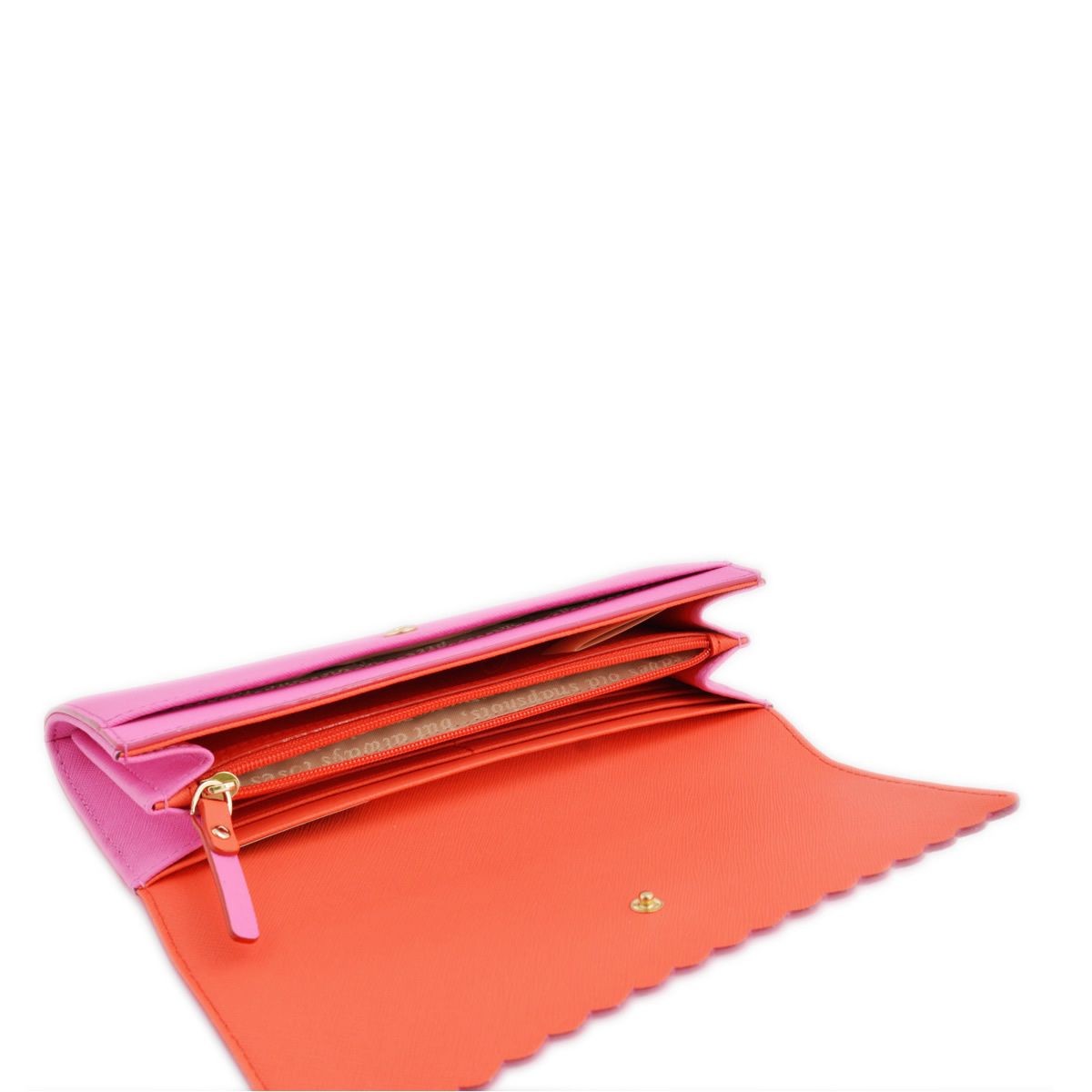 ケイトスペード Kate Spade PWRU4772 954 Tulip Pink/Bright Papaya スカラップデザイン 内外バイカラー 二つ折り長財布 Cape Drive Cindy