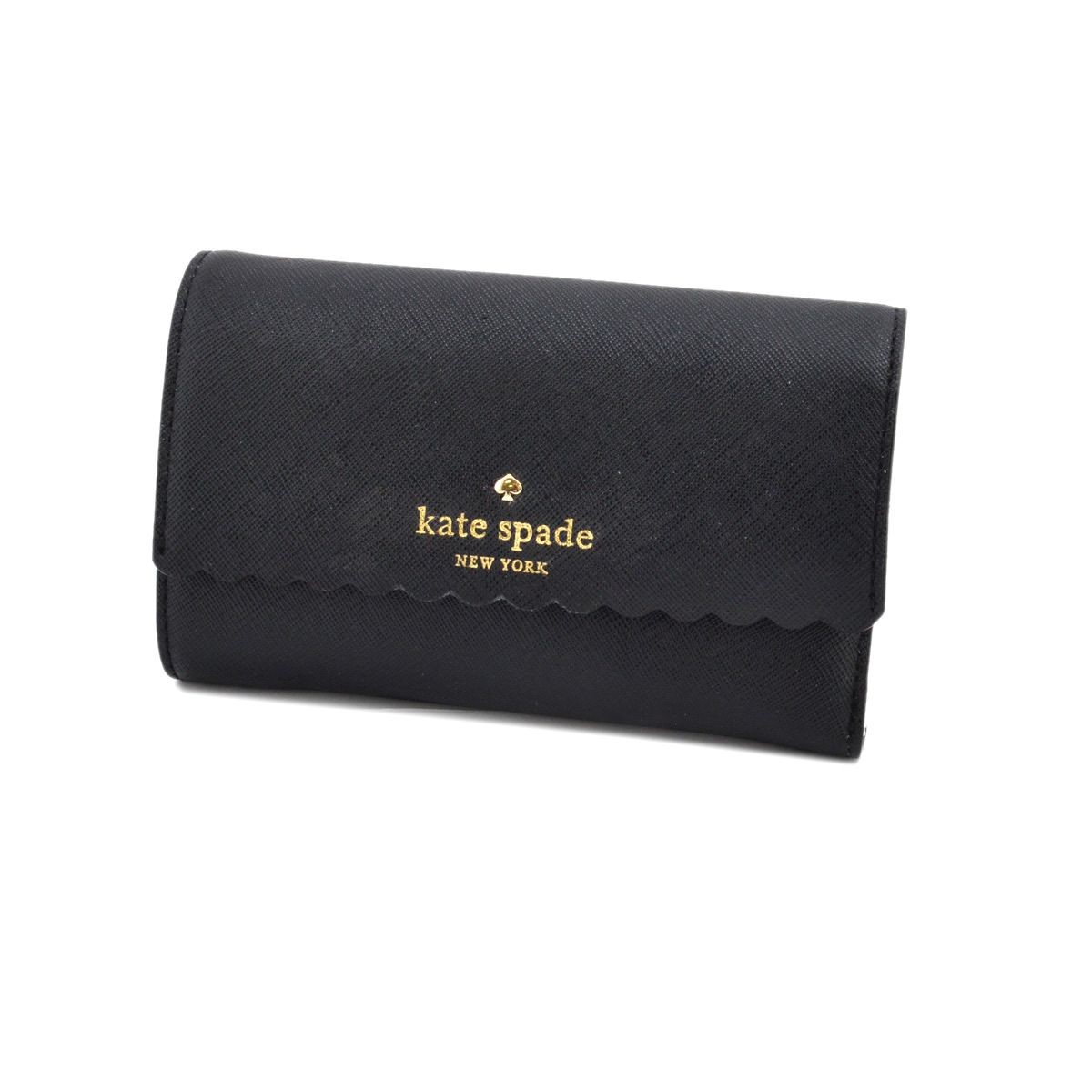ケイトスペード Kate Spade PWRU4775 023 Black/Bright White スカラップデザイン 内外バイカラー 定期・カード入れ付 三つ折り財布 Cape Drive Kieran