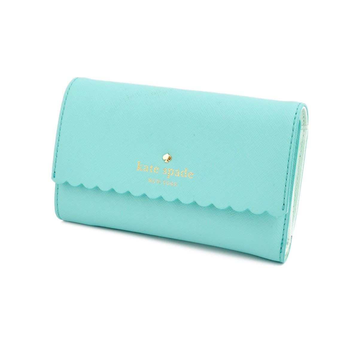 ケイトスペード Kate Spade PWRU4775 388 Soft Aqua/Mint Splash スカラップデザイン 内外バイカラー 定期・カード入れ付 三つ折り財布 Cape Drive Kieran