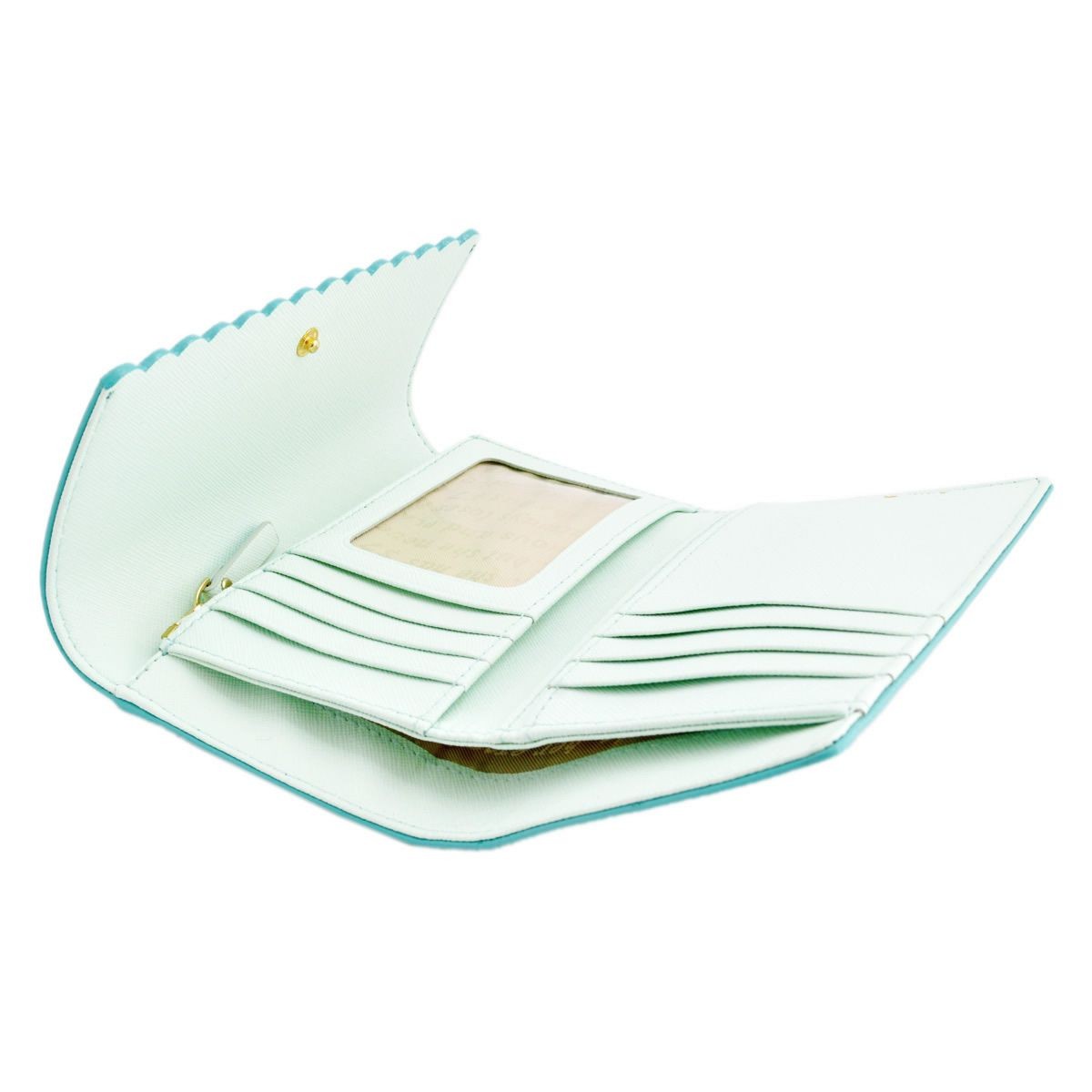 ケイトスペード Kate Spade PWRU4775 388 Soft Aqua/Mint Splash スカラップデザイン 内外バイカラー 定期・カード入れ付 三つ折り財布 Cape Drive Kieran