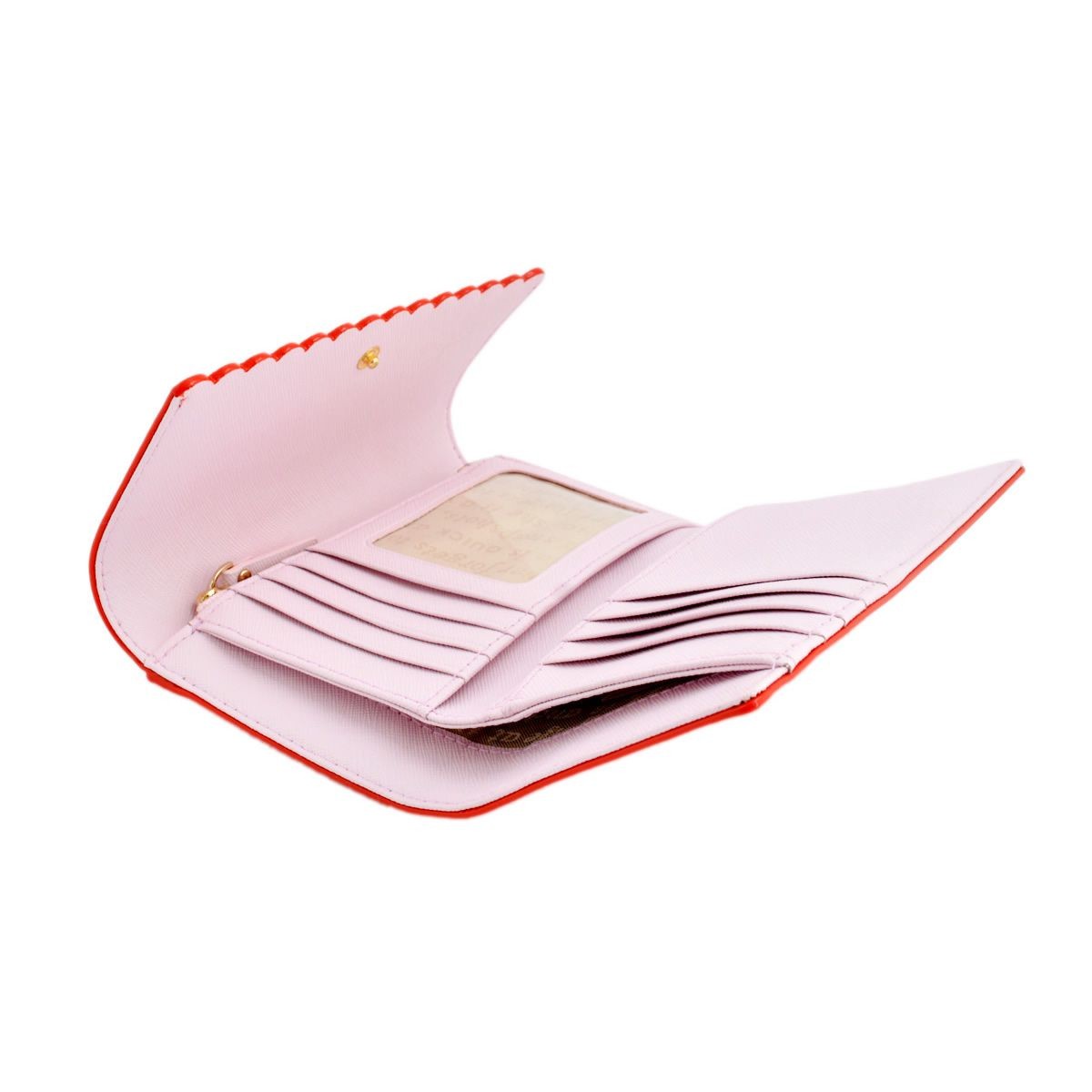 ケイトスペード Kate Spade PWRU4775 892 Bright Papaya/Pink Blush スカラップデザイン 内外バイカラー 定期・カード入れ付 三つ折り財布 Cape Drive Kieran