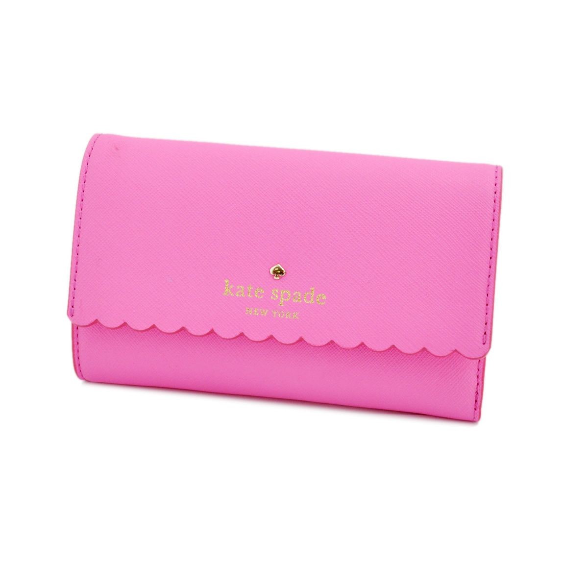 ケイトスペード Kate Spade PWRU4775 954 Tulip Pink/Bright Papaya スカラップデザイン 内外バイカラー 定期・カード入れ付 三つ折り財布 Cape Drive Kieran