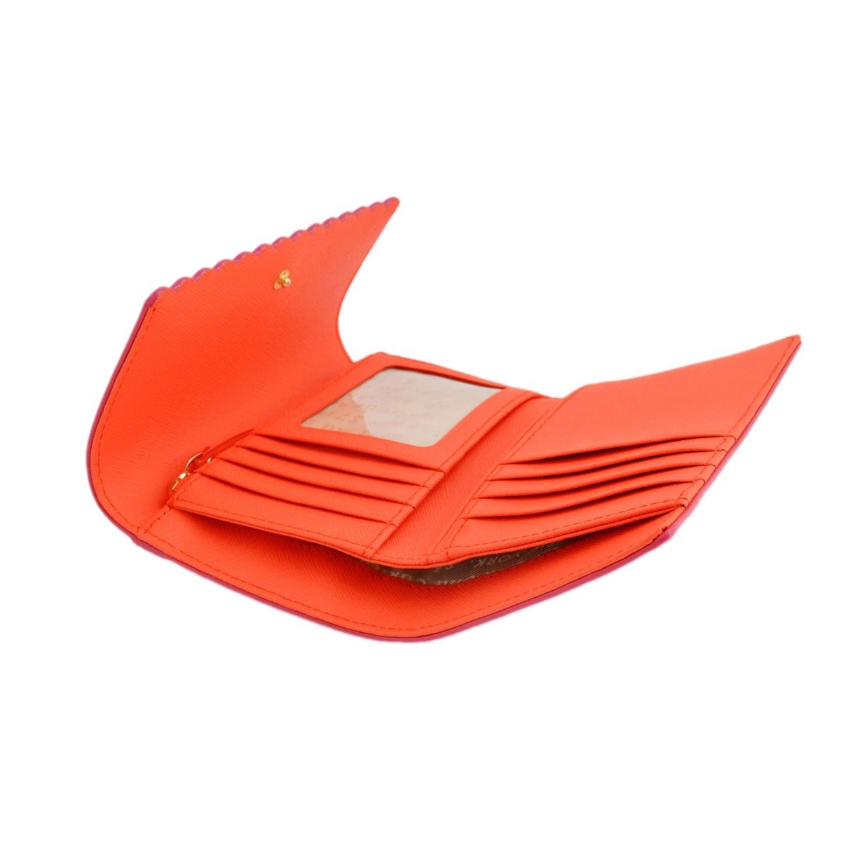 ケイトスペード Kate Spade PWRU4775 954 Tulip Pink/Bright Papaya スカラップデザイン 内外バイカラー 定期・カード入れ付 三つ折り財布 Cape Drive Kieran