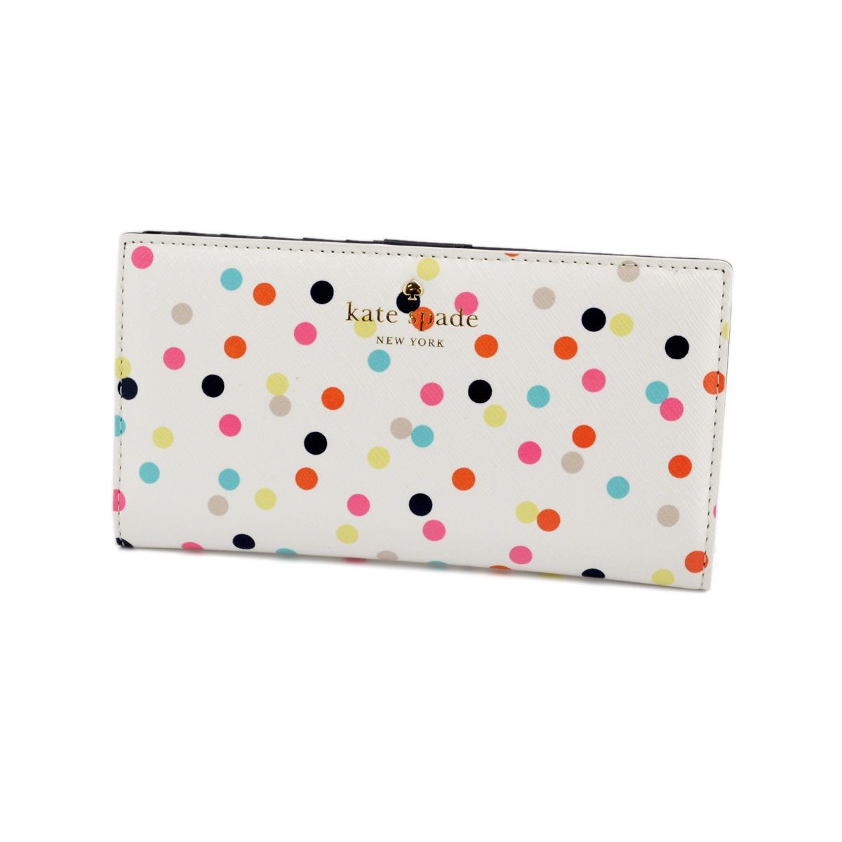 ケイトスペード Kate Spade PWRU4793 974 Multi ドット柄 背面ファスナー小銭入れ&定期入れ付 二つ折り長財布 Cedar Street Confetti Dot Stacy