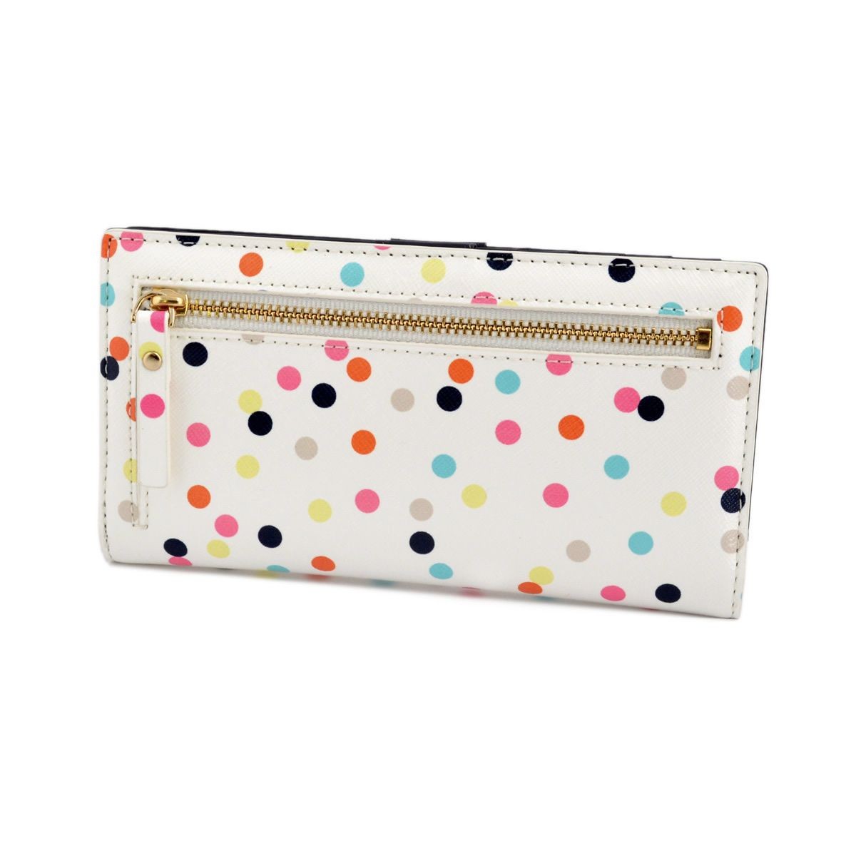 ケイトスペード Kate Spade PWRU4793 974 Multi ドット柄 背面ファスナー小銭入れ&定期入れ付 二つ折り長財布 Cedar Street Confetti Dot Stacy