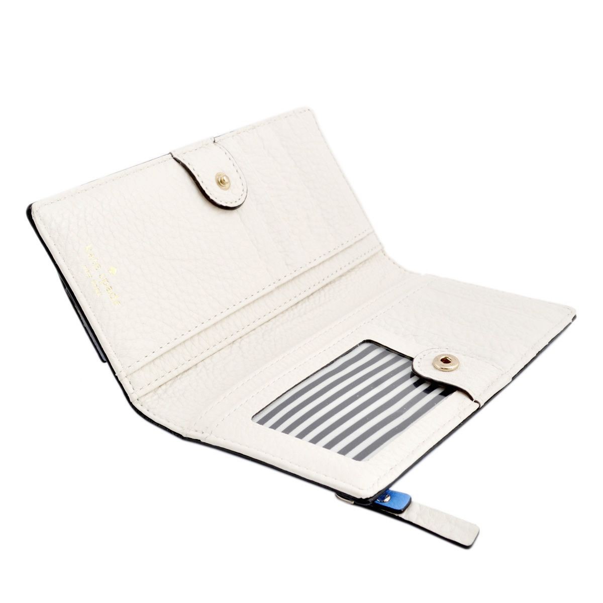 ケイトスペード Kate Spade PWRU4855 483 Alice Blue リボンモチーフ 背面ファスナー小銭入れ&定期入れ付 二つ折り長財布 Eden Lane Stacy