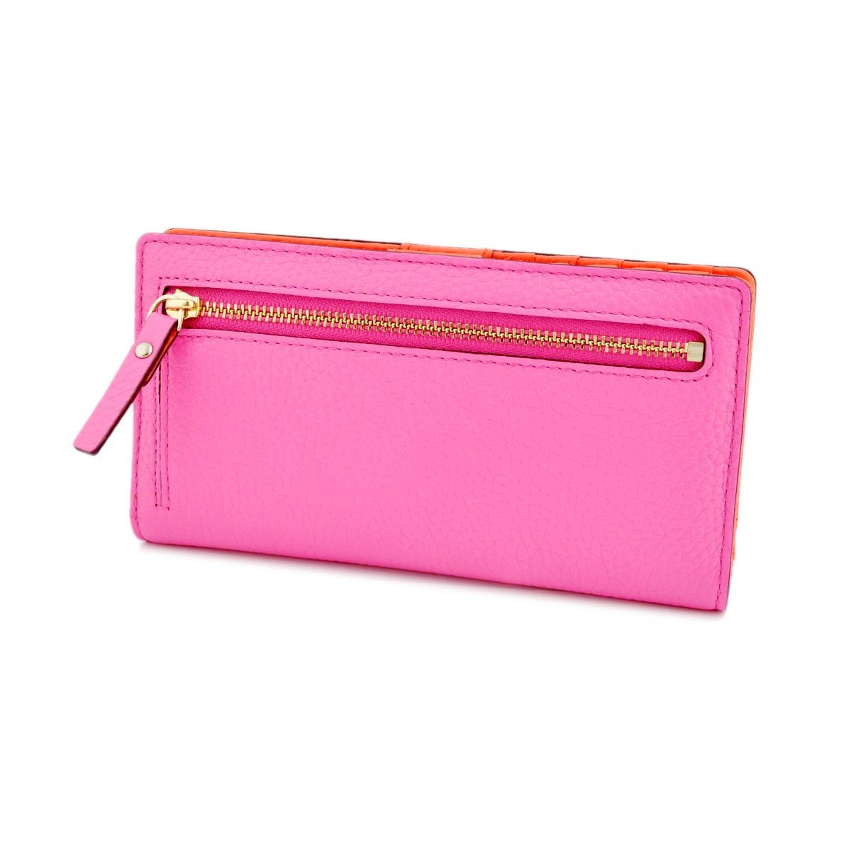 ケイトスペード Kate Spade PWRU4855 696 Tulip Pink リボンモチーフ 背面ファスナー小銭入れ&定期入れ付 二つ折り長財布 Eden Lane Stacy
