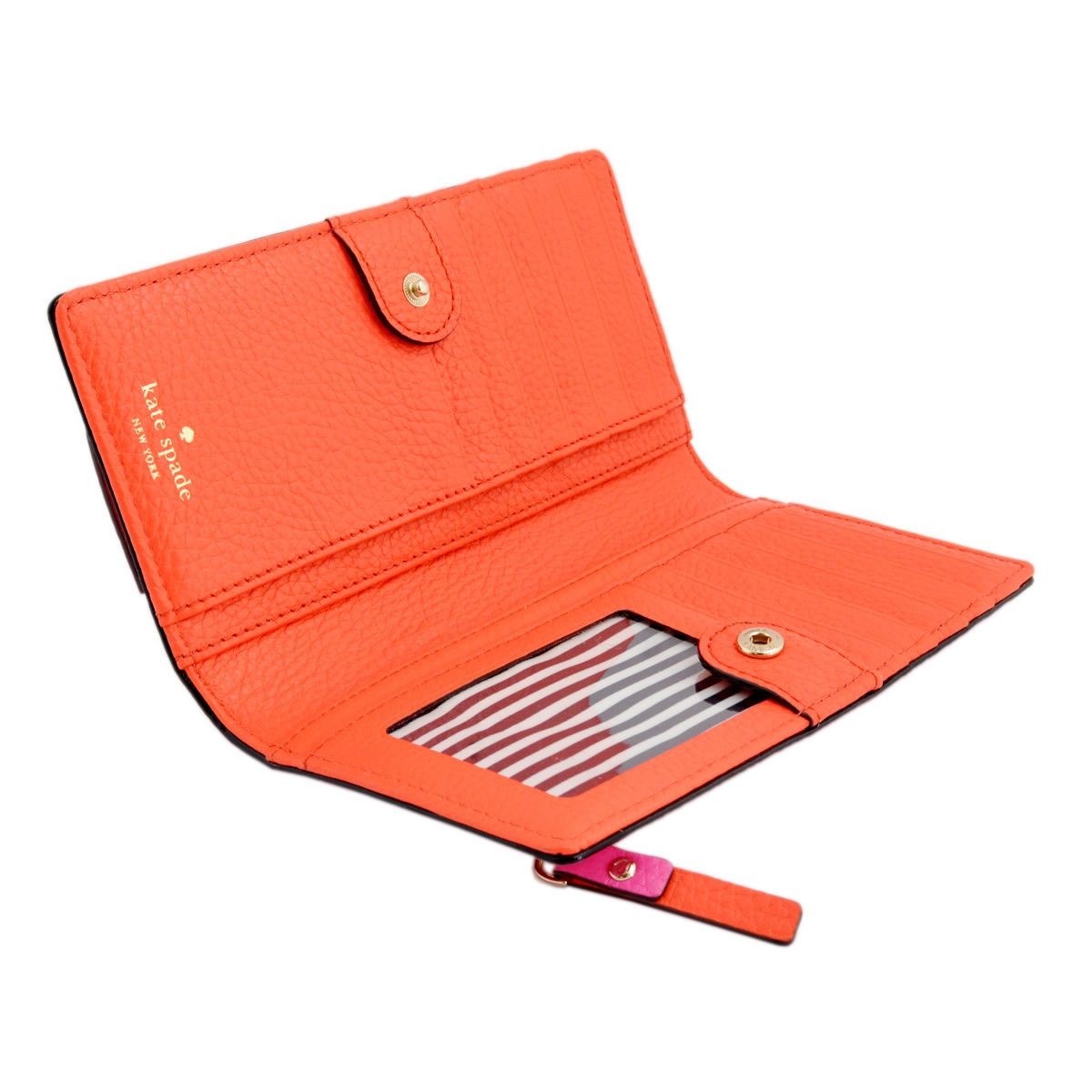 ケイトスペード Kate Spade PWRU4855 696 Tulip Pink リボンモチーフ 背面ファスナー小銭入れ&定期入れ付 二つ折り長財布 Eden Lane Stacy