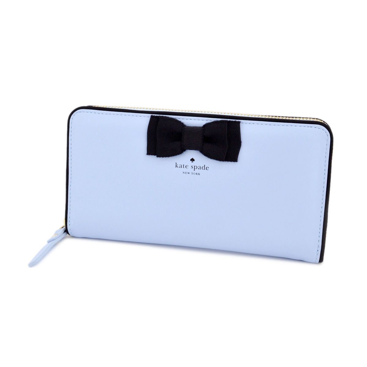 ケイトスペード Kate Spade PWRU4873 477 Sky Blue グログランリボン ラウンドファスナー長財布 Kingsley Avenue Lacey