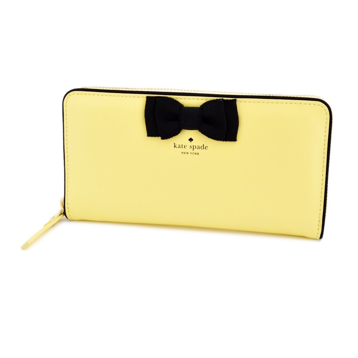 ケイトスペード Kate Spade PWRU4873 708 Lemon Souffle グログランリボン ラウンドファスナー長財布 Kingsley Avenue Lacey