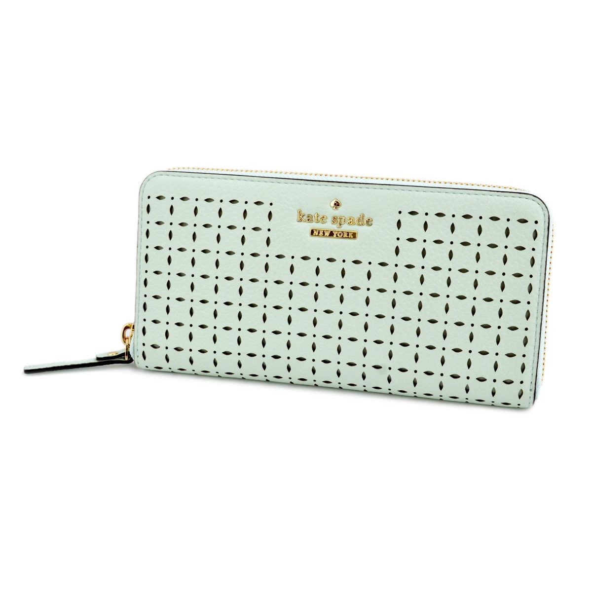 ケイトスペード Kate Spade PWRU4879 380 Mint Splash ダイヤ型 カットアウトデザイン ラウンドファスナー長財布 Milton Lane Lacey