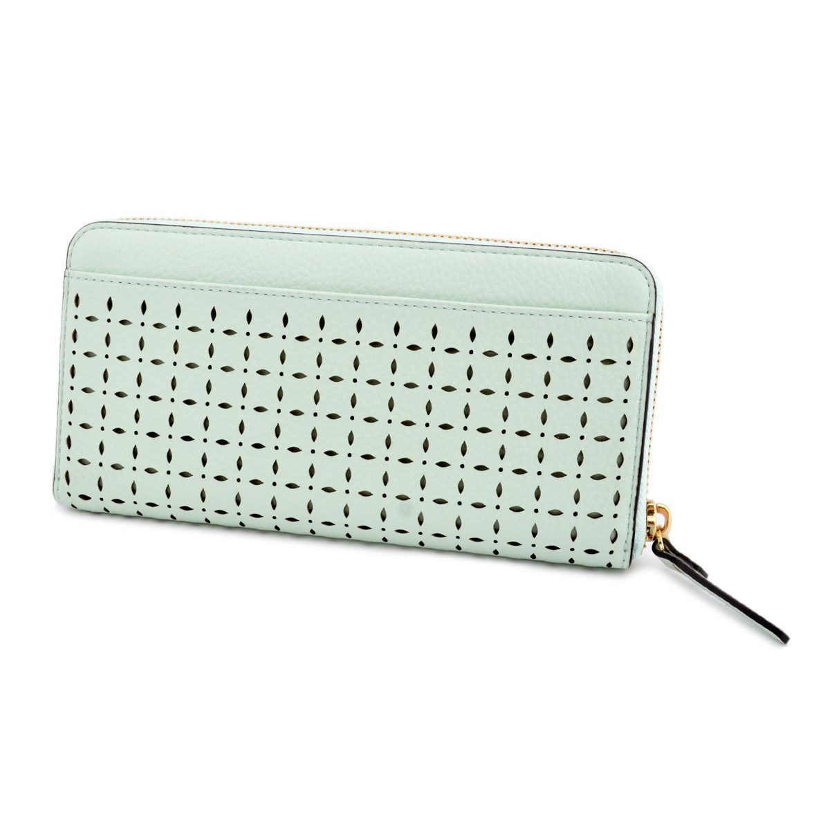 ケイトスペード Kate Spade PWRU4879 380 Mint Splash ダイヤ型 カットアウトデザイン ラウンドファスナー長財布 Milton Lane Lacey