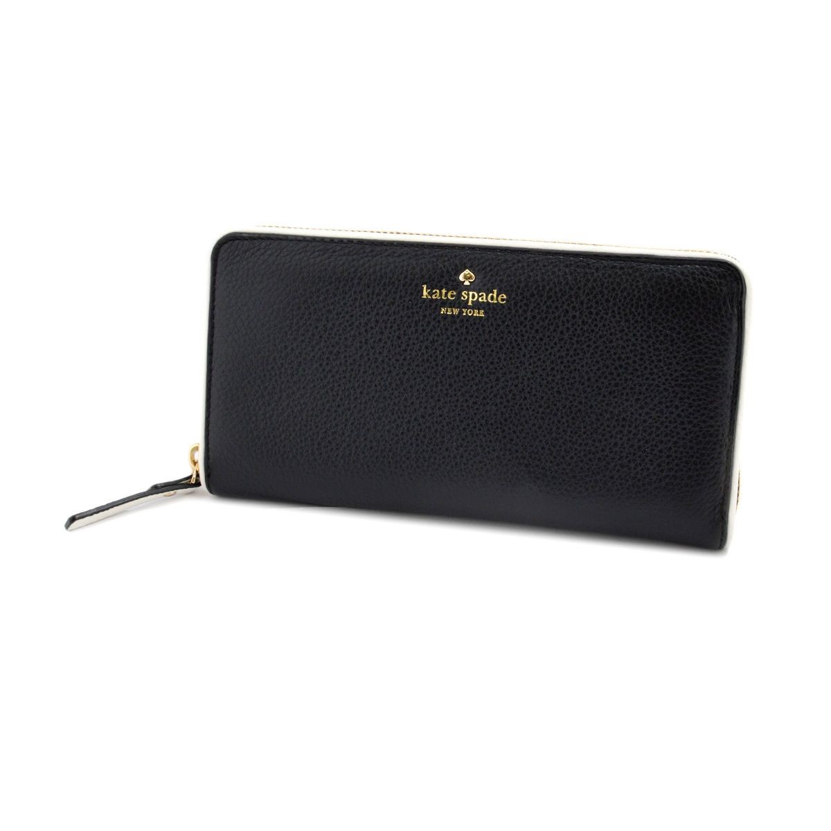ケイトスペード Kate Spade PWRU4938 067 Black/Cement バイピング バイカラー ラウンドファスナー長財布 Cobble Hill Lacey