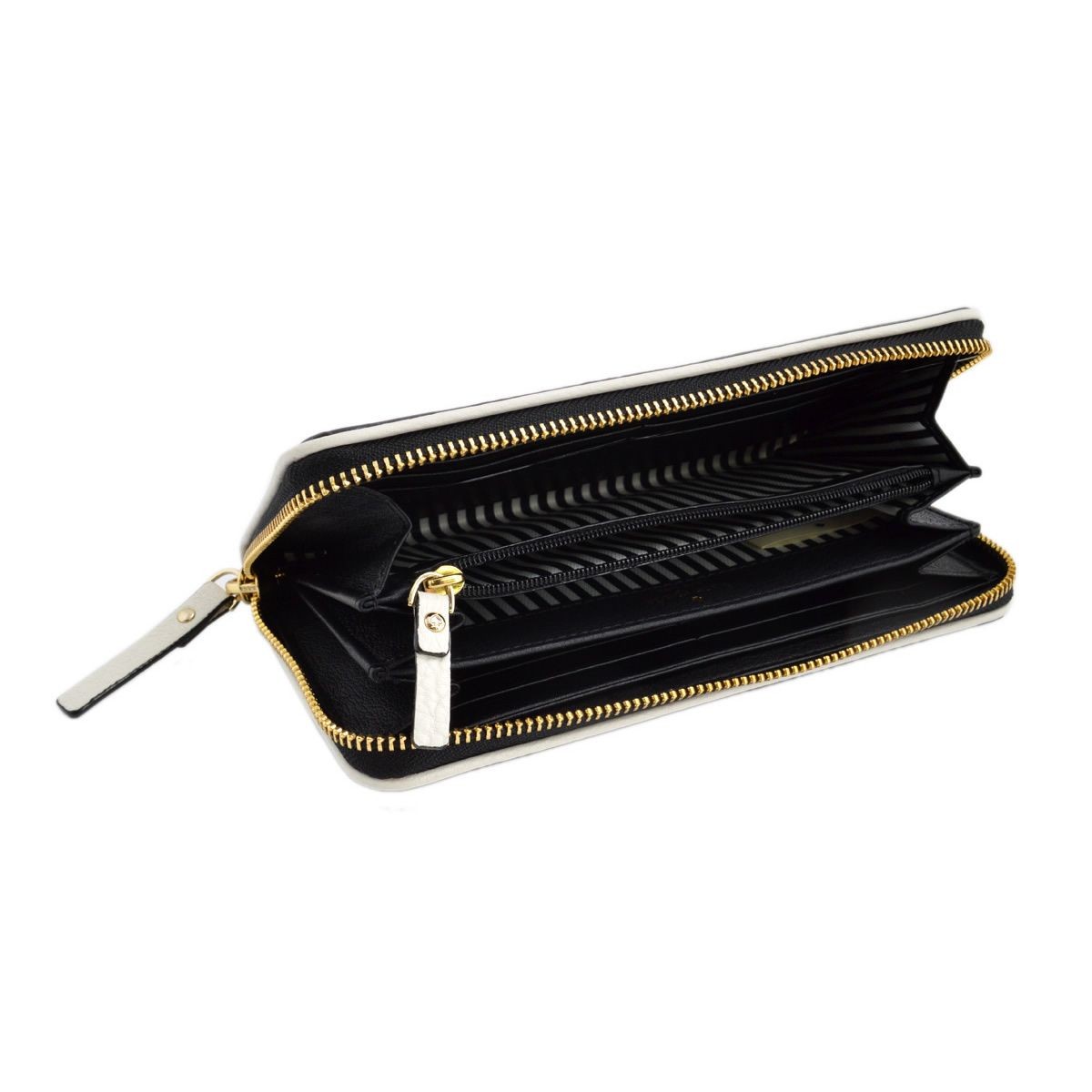 ケイトスペード Kate Spade PWRU4938 067 Black/Cement バイピング バイカラー ラウンドファスナー長財布 Cobble Hill Lacey
