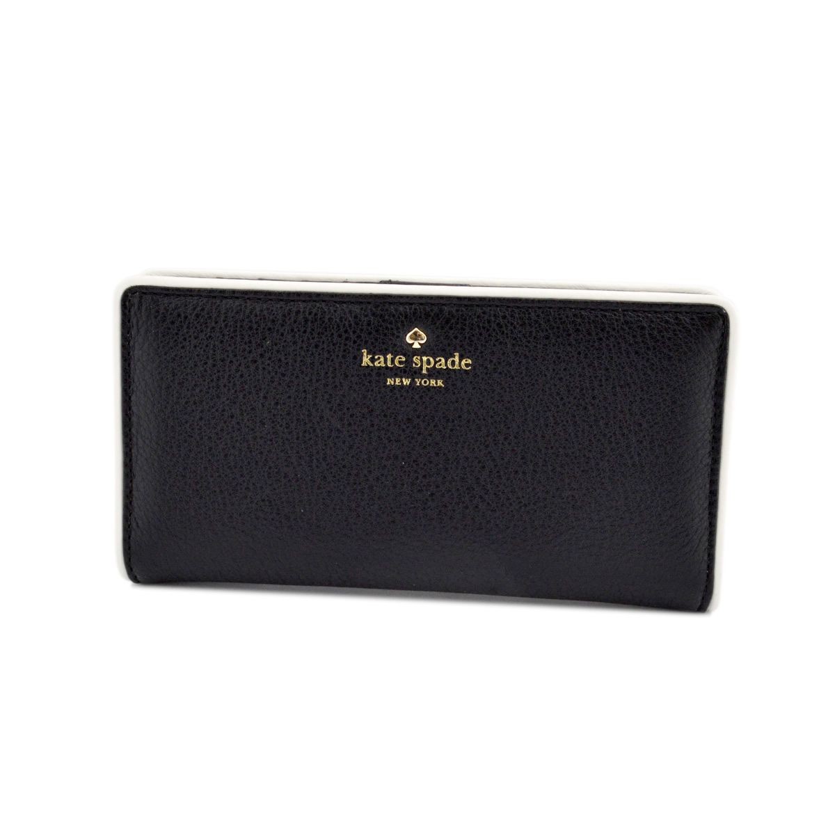 ケイトスペード Kate Spade PWRU4939 067 Black/Cement バイピング バイカラー 背面ファスナー小銭入れ&定期入れ付 二つ折り長財布 Cobble Hill Stacy