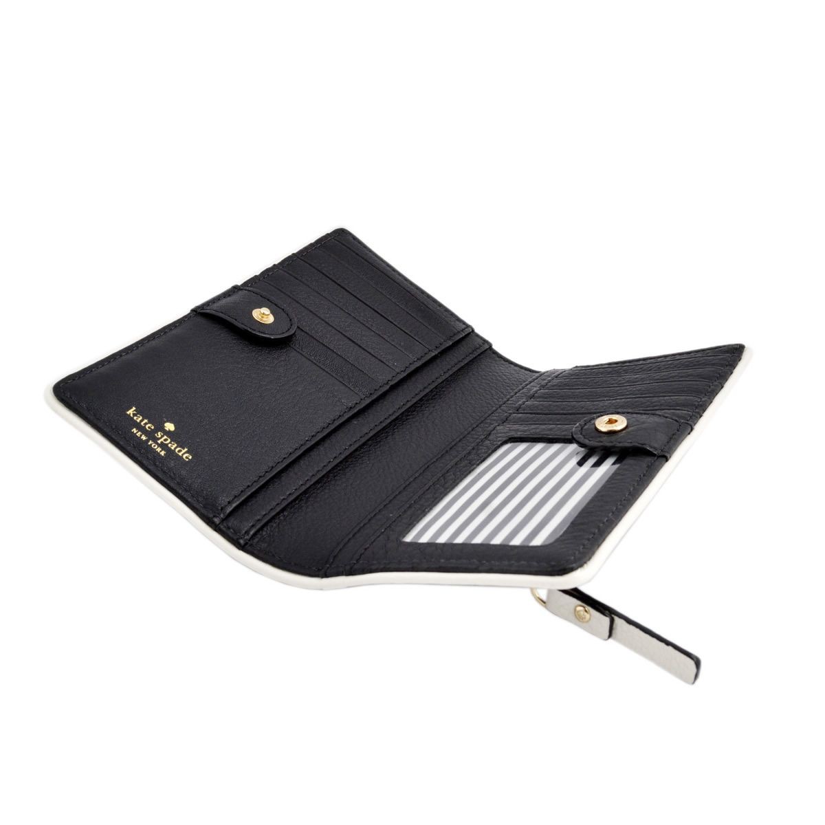 ケイトスペード Kate Spade PWRU4939 067 Black/Cement バイピング バイカラー 背面ファスナー小銭入れ&定期入れ付 二つ折り長財布 Cobble Hill Stacy