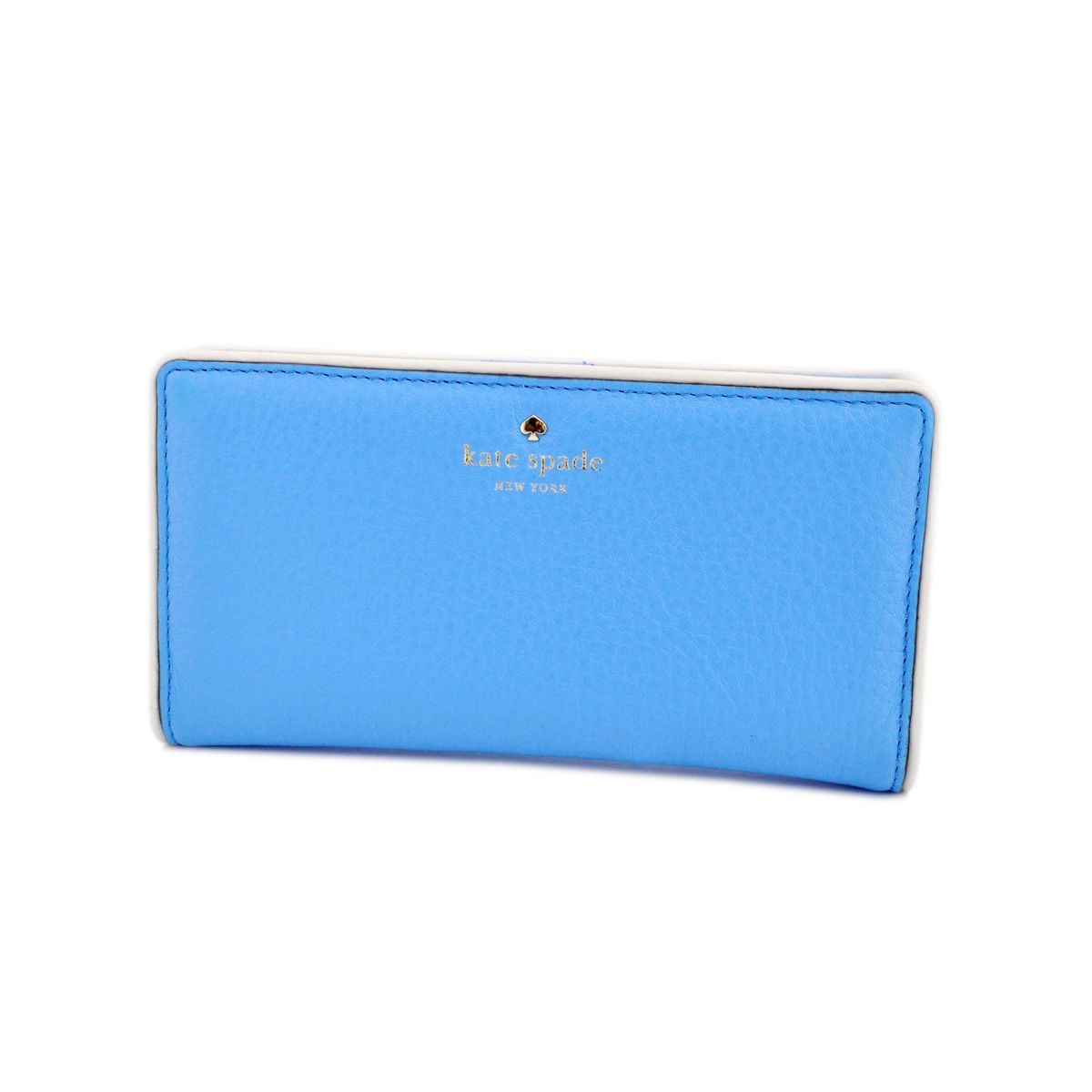 ケイトスペード Kate Spade PWRU4939 484 Alice Blue/Cement バイピング バイカラー 背面ファスナー小銭入れ&定期入れ付 二つ折り長財布 Cobble Hill Stacy