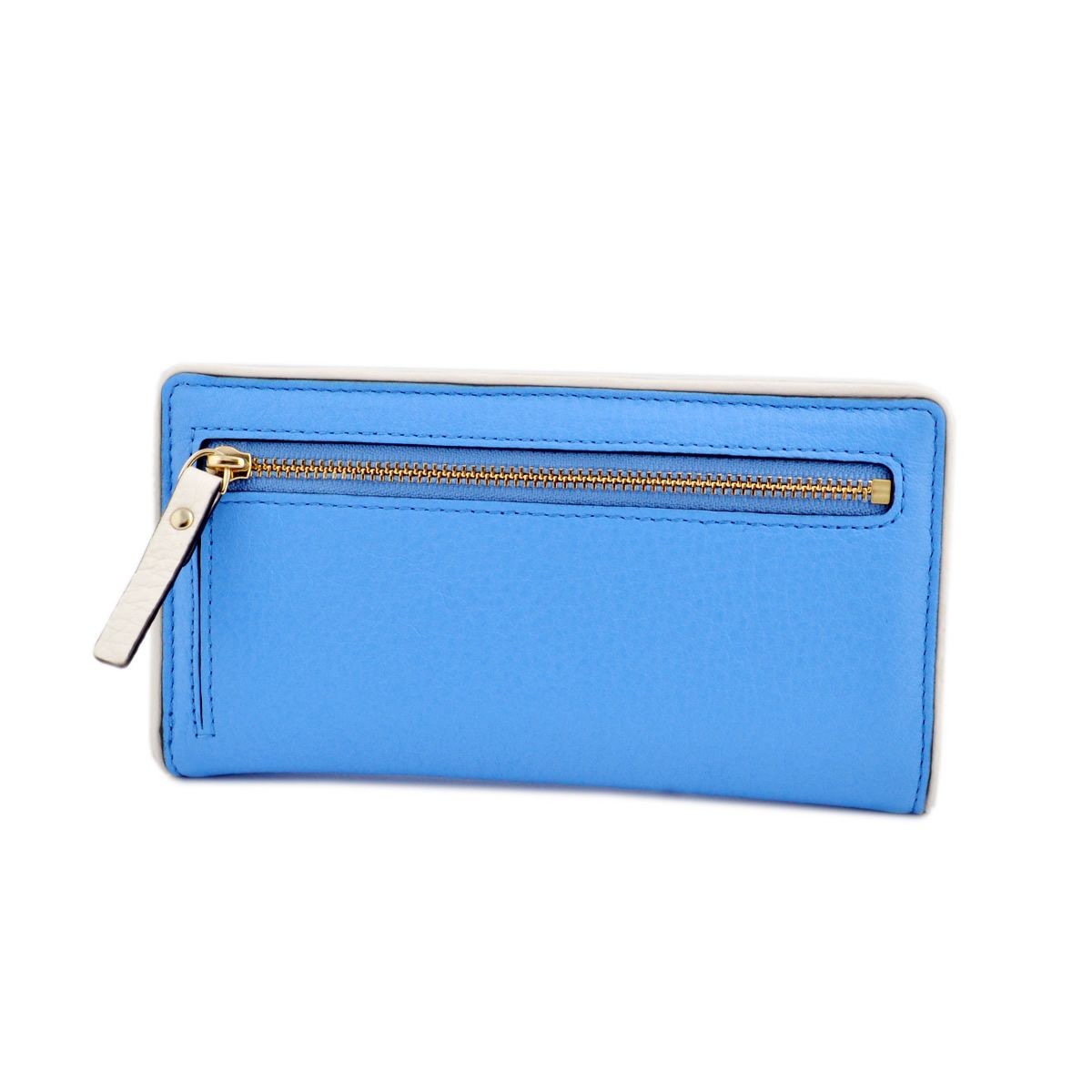 ケイトスペード Kate Spade PWRU4939 484 Alice Blue/Cement バイピング バイカラー 背面ファスナー小銭入れ&定期入れ付 二つ折り長財布 Cobble Hill Stacy