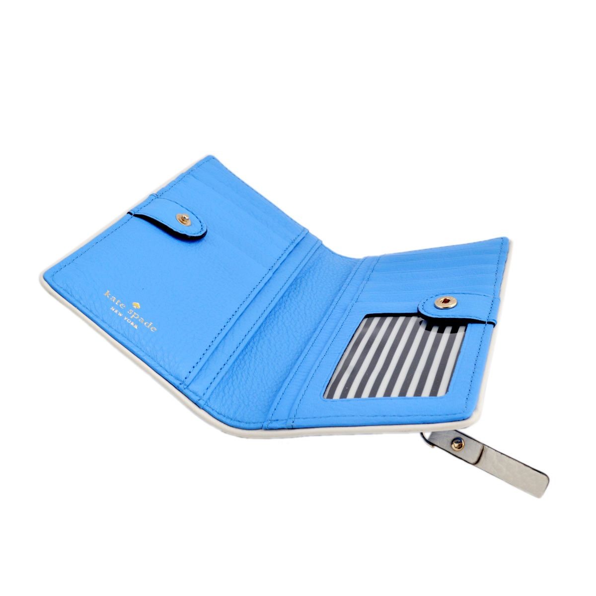 ケイトスペード Kate Spade PWRU4939 484 Alice Blue/Cement バイピング バイカラー 背面ファスナー小銭入れ&定期入れ付 二つ折り長財布 Cobble Hill Stacy