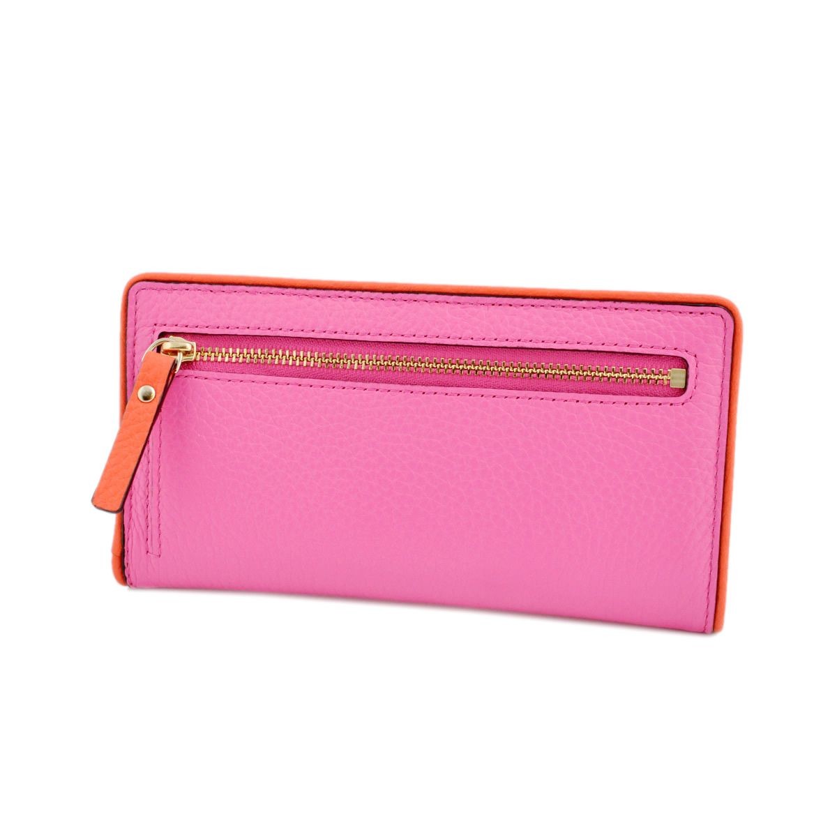 ケイトスペード Kate Spade PWRU4939 954 Tulip Pink/Bright Papaya バイピング バイカラー 背面ファスナー小銭入れ&定期入れ付 二つ折り長財布 Cobble Hill Stacy