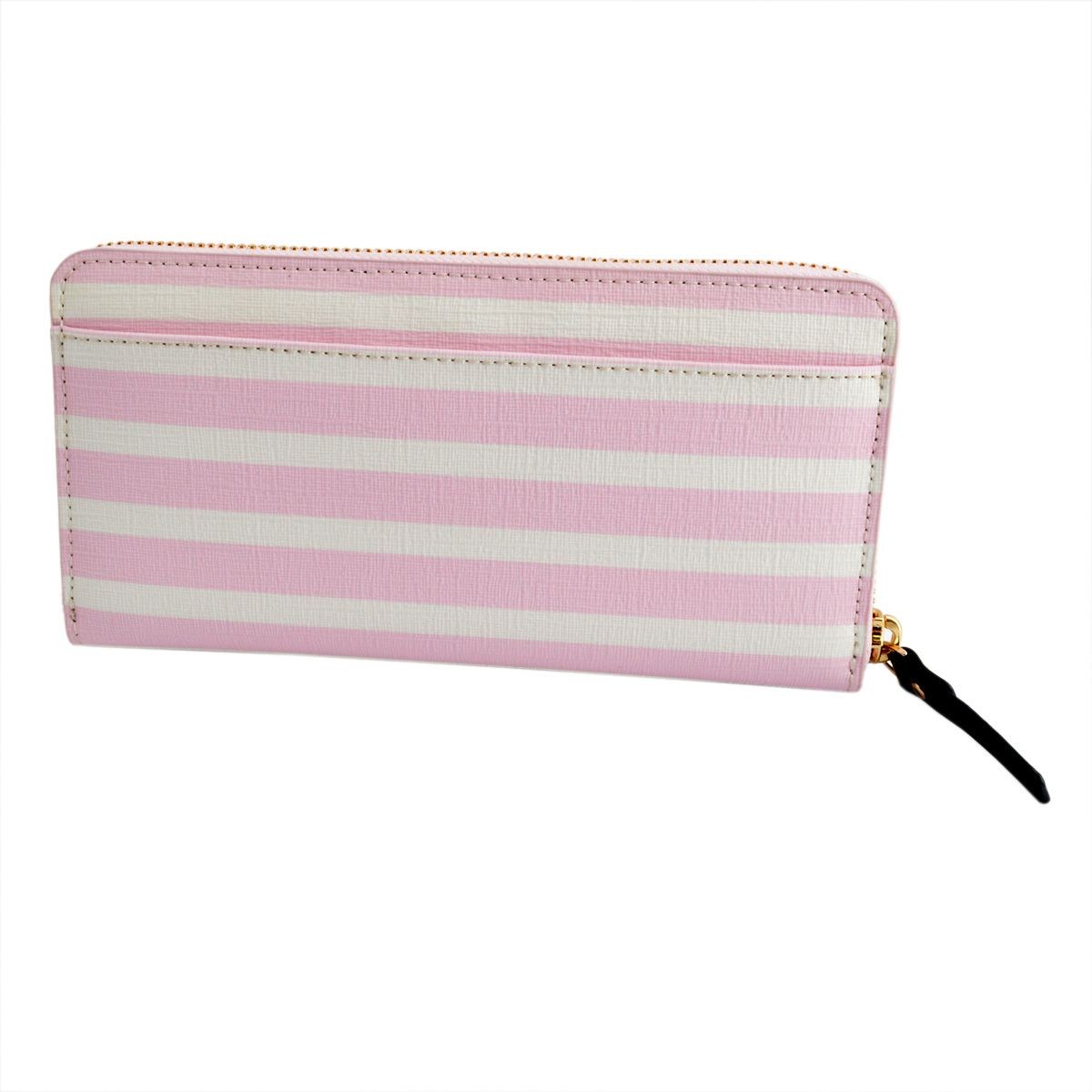 ケイトスペード Kate Spade PWRU4235 188 Pink Blush/Cream ボーダー柄 ラウンドファスナー長財布 Farimont Square Lacey