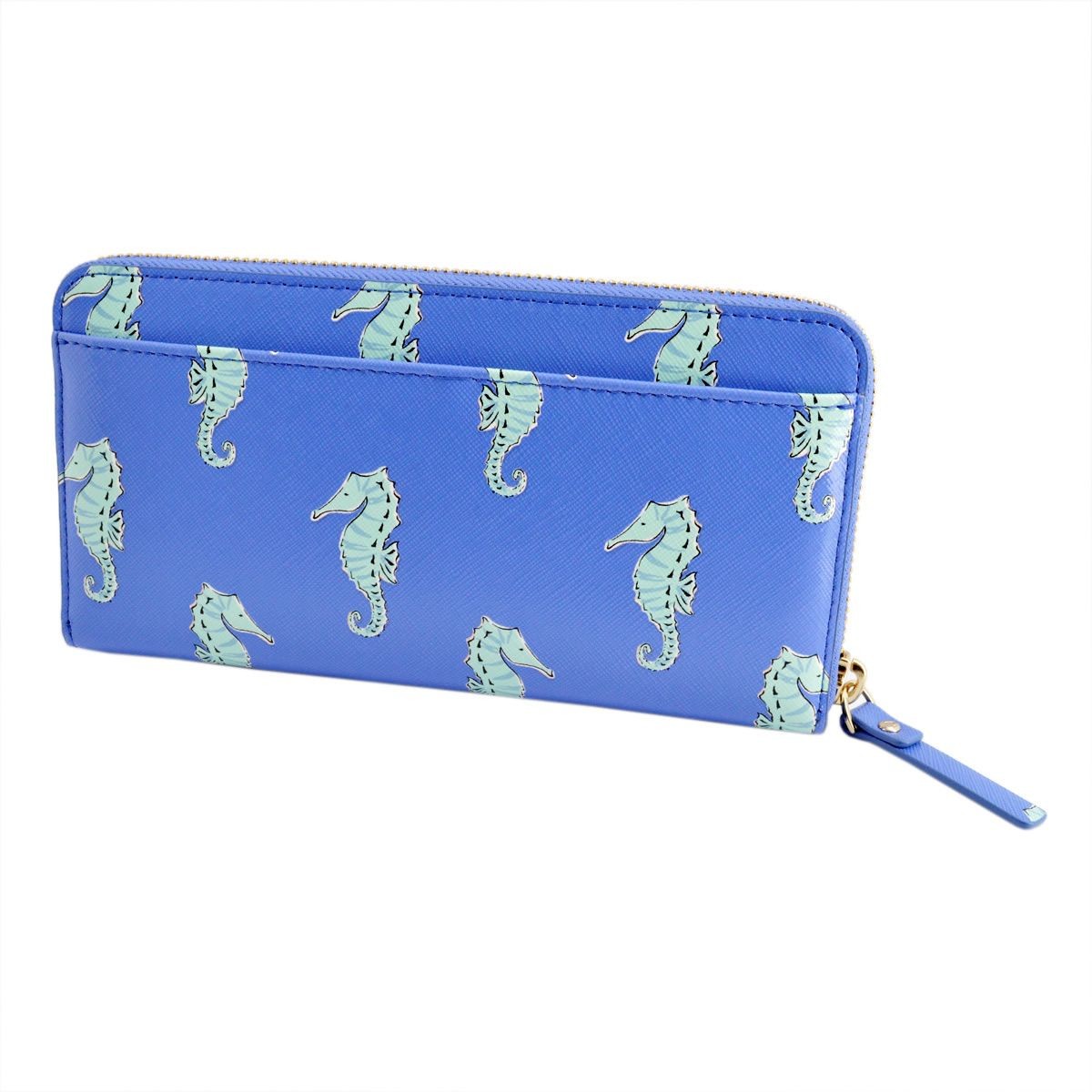 ケイトスペード Kate Spade PWRU4959 488 Adventure Blue タツノオトシゴ プリント ラウンドファスナー長財布 Cedar Street Seahorses Lacey