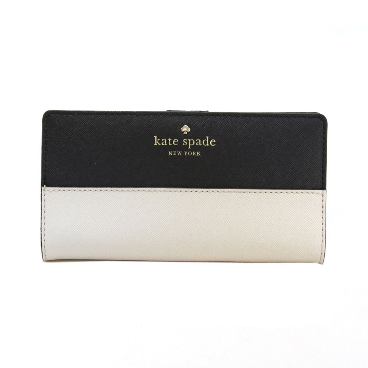 ケイトスペード Kate Spade PWRU3905 047 Black/Pebble バイカラー 背面ファスナー小銭入れ&定期入れ付 二つ折り長財布 Cedar Street Stacy
