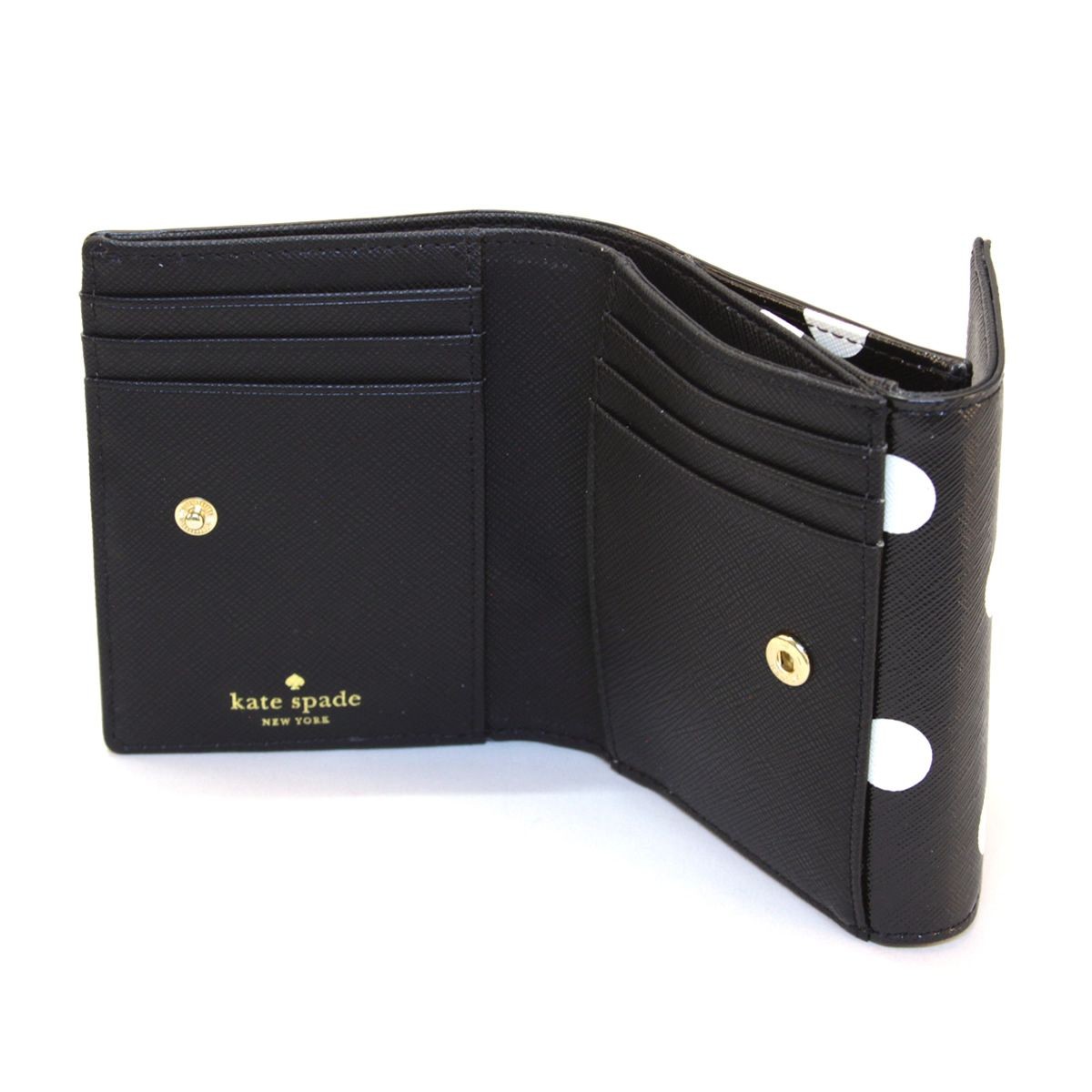 ケイトスペード Kate Spade PWRU4809 071 Black/Cotted Cream ドット柄 二つ折り ミニ財布 Cedar Street Dot Tavy
