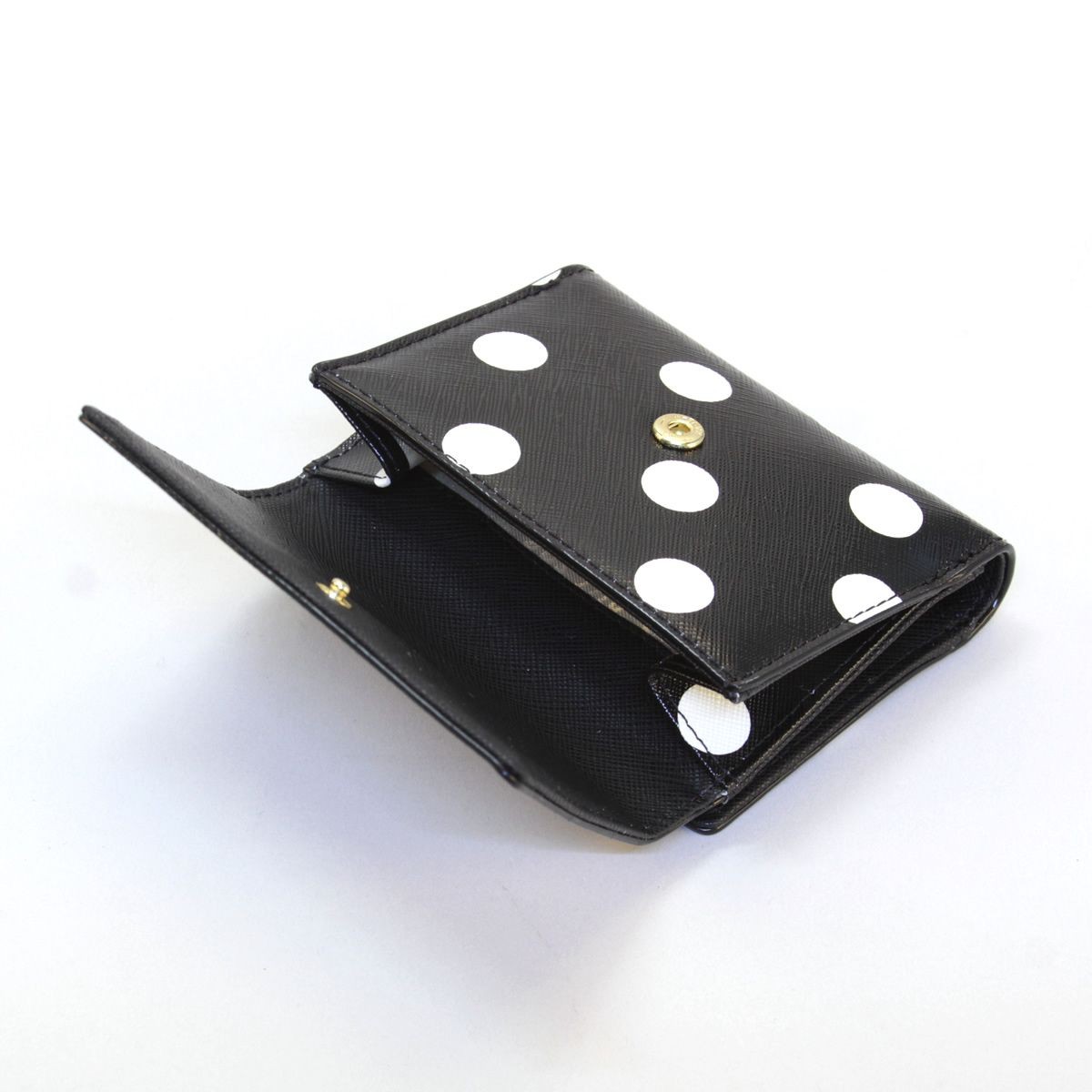 ケイトスペード Kate Spade PWRU4809 071 Black/Cotted Cream ドット柄 二つ折り ミニ財布 Cedar Street Dot Tavy