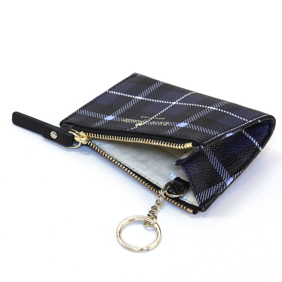 ケイトスペード Kate Spade PWRU5132 408 Diver Blue Multi チェック柄 キーリング付 コインケース Farimont Square Cori