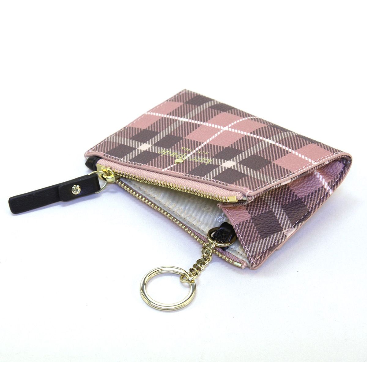 ケイトスペード Kate Spade PWRU5132 654 Pink Bonnet Multi チェック柄 キーリング付 コインケース Farimont Square Cori