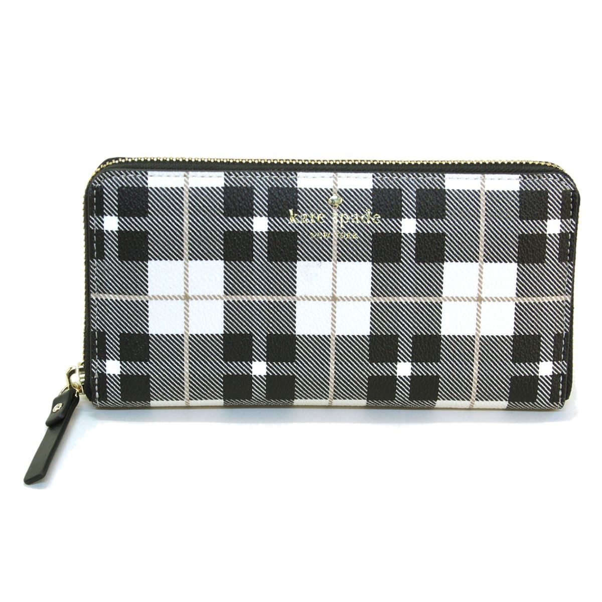 ケイトスペード Kate Spade PWRU5133 264 Light Shale Multi チェック柄 ラウンドファスナー長財布 Farimont Square Lacey